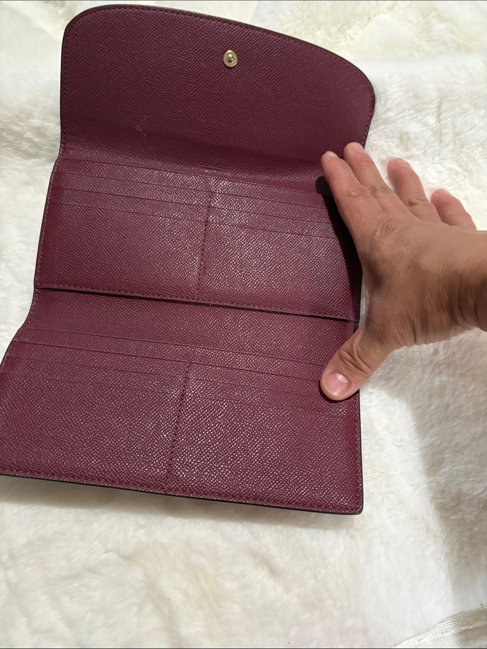 Coach Pebbled Leather Continental Wallet - Wine - Picture 3 of 6